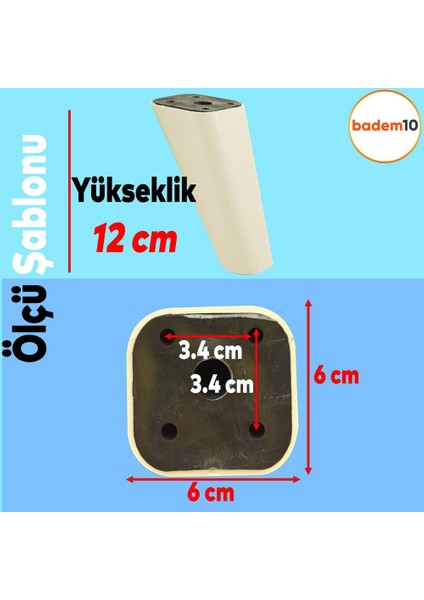 Linden Lüks Mobilya Kanepe Sehpa Tv Ünitesi Koltuk Ayağı 12 Cm Krem Oval Baza Ayakları