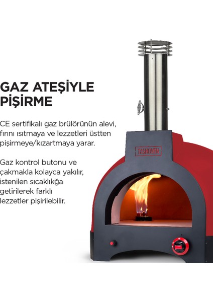 Hybrid 66 Gazlı ve Odun Ateşli Taş Fırın - Kırmızı - 
Pizza, Pide, Lahmacun, Ekmek, Güveç Taşfırını