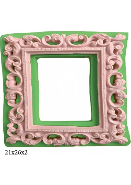 Çerçeve Modeli Silikon Şeker Hamuru Dekor, Sabun, Saksı ve Mum Kalıbı