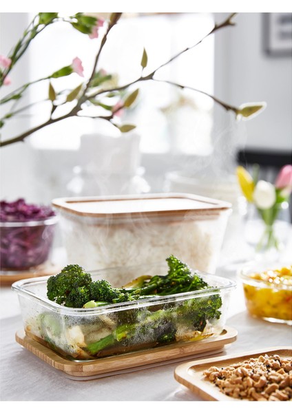 Kapaklı Cam Saklama Kabı, Cam-Bambu, 1,8 Lt, Ikea 365+ fiyatları