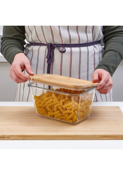 Kapaklı Cam Saklama Kabı, Cam-Bambu, 1,8 Lt, Ikea 365+ indirimleri