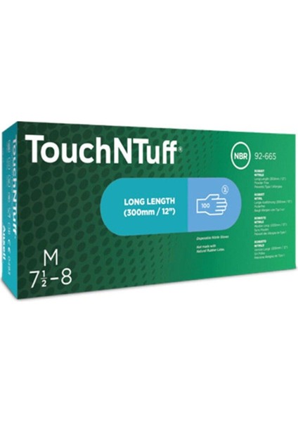 Touchntuff 92-665 Darbe Ve Kimyasal Dirençli Tek Kullanımlık Nitril Eldiven