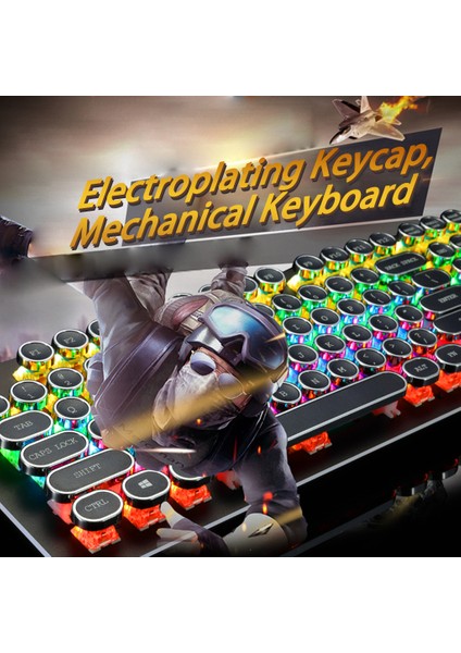 Retro Punk Eksen Mekanik 104 Tuş Oyun Klavyesi(Yurt Dışından) modelleri