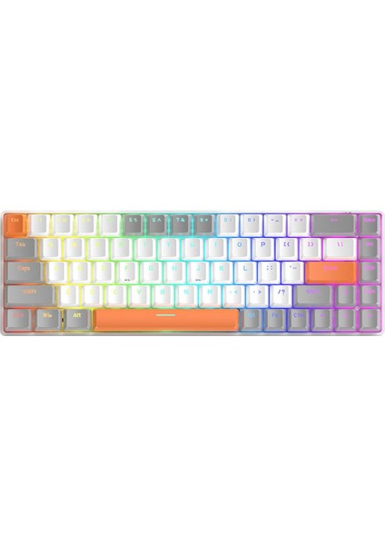 Typec T8 68 Tuş Rgb Arkadan Aydınlatmalı Mekanik Oyun Klavyesi - Gri (Yurt Dışından)