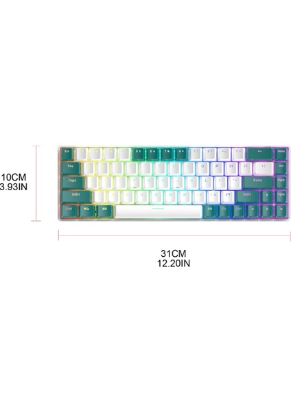 Typec T8 68 Tuş Rgb Arkadan Aydınlatmalı Mekanik Oyun Klavyesi - Gri (Yurt Dışından)