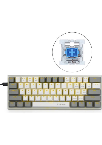 61 Tuş %60 Arkadan Aydınlatmalı Type -C Kablolu Mekanik Oyun Klavye - Gri (Yurt Dışından)