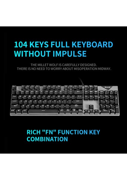 Kablolu Oyun Mekanik Klavye 104 Tuş Dizüstü Bilgisayar Için LED Arkadan Aydınlatmalı Eksen(Yurt Dışından)