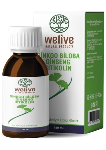 Gınkgo Biloba Ginseng Sitikolin Sıvı Takviye Edici Gıda 150 ml
