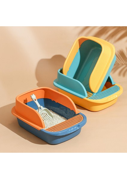 2x Pet Kedi Çöp Kutusu Anti Sıçuran Tavan Dayanıklı Kolay Temizleme Seyahat Tuvalet Yeşil Turuncu (Yurt Dışından) fiyatları