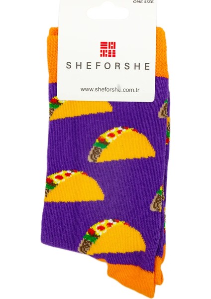 Taco Desenli Renkli Çorap
