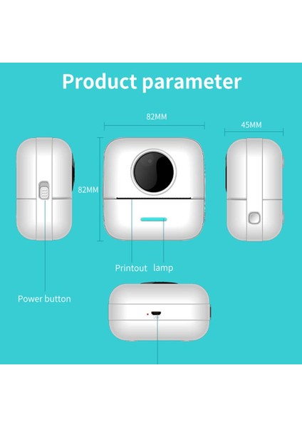 Taşınabilir Mini Yazıcı Etiketi Fotoğraf Bluetooth Termal Yazıcı  (Yurt Dışından)