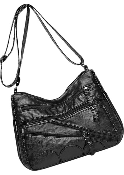 Büyük Kapasiteli Omuz Çantası Çok Cepli Siyah (Yurt Dışından)