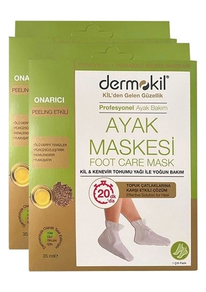 Kil ve Kenevir Yağlı Peeling Etkili Ayak Maskesi 35 ml x 2 Adet