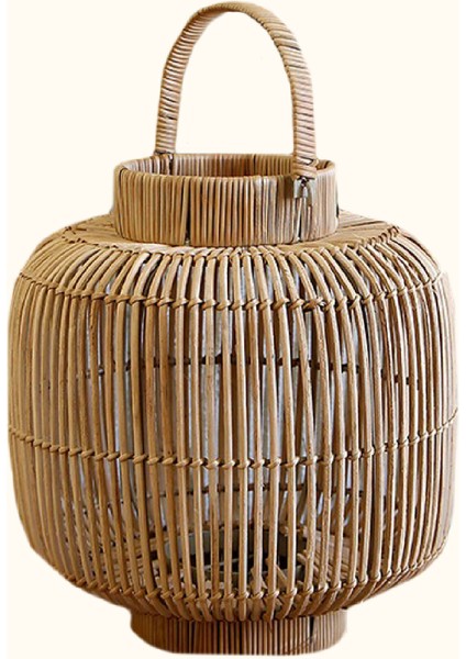 Meander El Yapımı Dekoratif Rattan Mumluk 28x30x38 8940