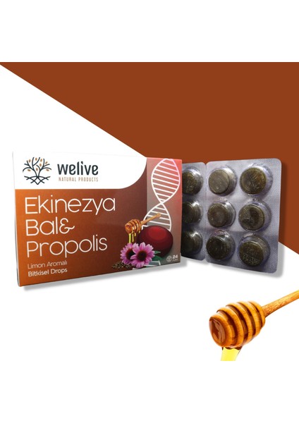 Ekinezya Bal & Propolis Limon Aromalı Bitkisel Pastil - 24 Adet