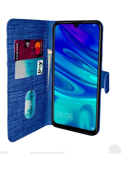 Samsung Galaxy A71 Standlı Hasır Spor Cüzdan Kılıf Lacivert