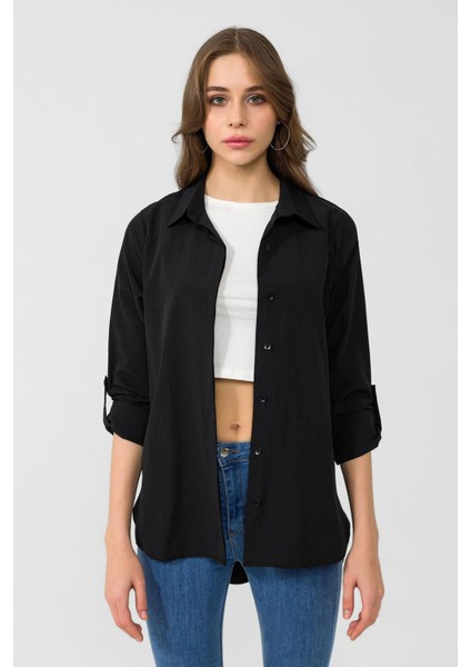 Kadın Arkası Uzun Klasik Poplin Gömlek modelleri