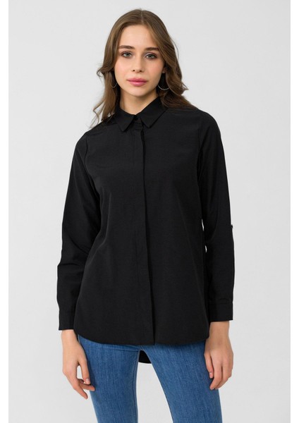 Kadın Arkası Uzun Klasik Poplin Gömlek fırsatları