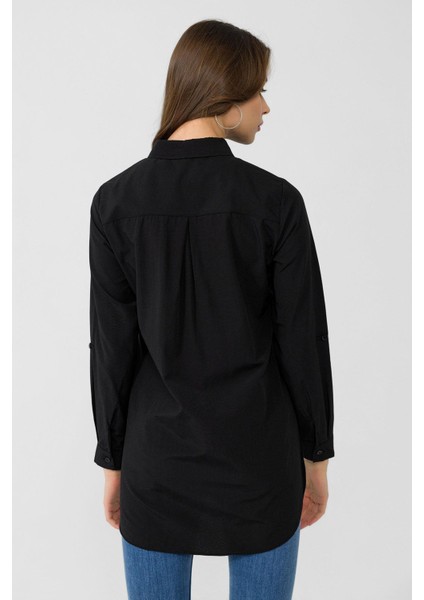 Kadın Arkası Uzun Klasik Poplin Gömlek indirimleri
