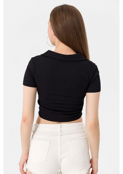 Kadın Önü Büzgü Detaylı Crop Bluz indirimleri