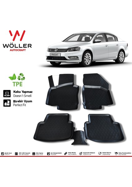 Vw Passat B7 Paspas 2011 2014 Arası 3D Havuzlu Wöller Paspas