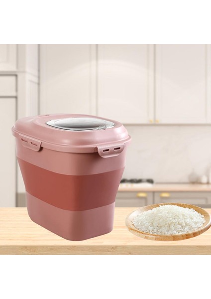 Katlanabilir Pirinç Saklama Konteyneri Depolama Kutusu Kapalı Kutular 25KG Aç, 7.5kg Kat - Pembe (Yurt Dışından)
