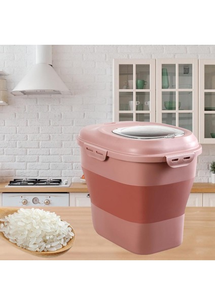 Katlanabilir Pirinç Saklama Konteyneri Depolama Kutusu Kapalı Kutular 25KG Aç, 7.5kg Kat - Pembe (Yurt Dışından)