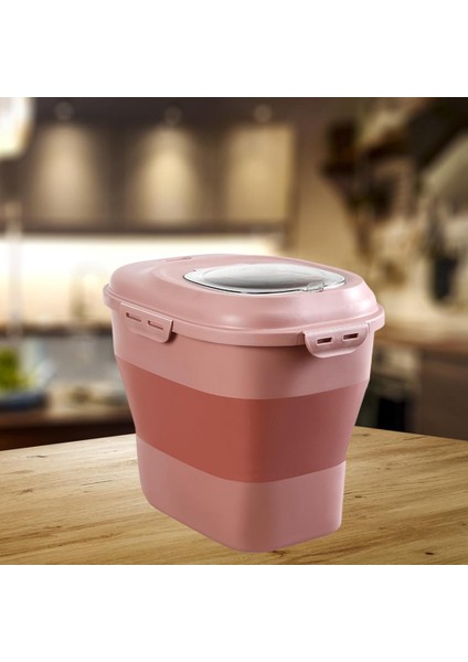 Katlanabilir Pirinç Saklama Konteyneri Depolama Kutusu Kapalı Kutular 25KG Aç, 7.5kg Kat - Pembe (Yurt Dışından)