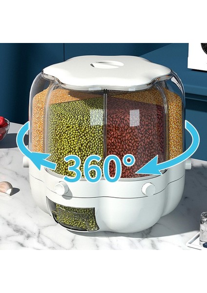 6'da 1 Tahıl Dağıtıcı Pirinç Kovası Hava Geçirmez Mutfak Beyaz 6.5kg-6 Izgara Için Çok Işlevli (Yurt Dışından)