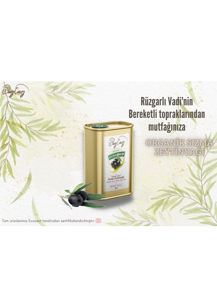 Organic Windy Valley Organik Sızma Zeytinyağı Soğuk sıkım Yüksek Polifenol (3L)