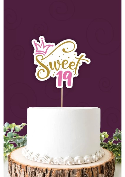 Sweet 19 Pembe-Gold Pasta Süsü Kalın Kağıt