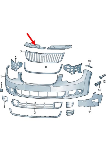 Skoda Superb 2009-2013 Ön Panjur Panel Sağ Üst Kapağı 3T0807082