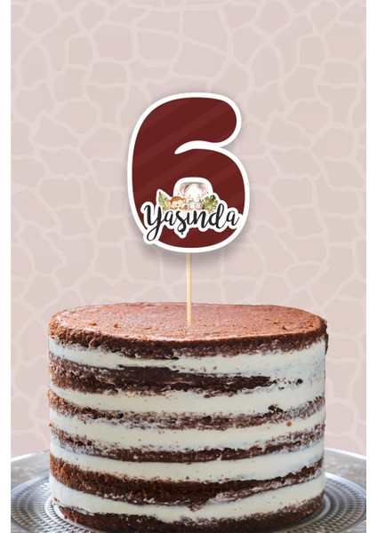 Safari Pastel 6 Yaşında (Altı) Pasta Süsü Kalın Kağıt