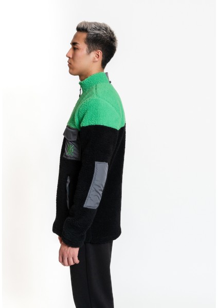 Plush Jacket 01 - Black/green Rüzgar Geçirmez Erkek Polar modelleri