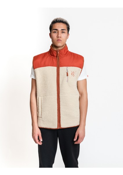 Plush Gilet 01 - Cream/brick Erkek Yelek