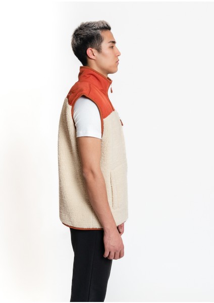 Plush Gilet 01 - Cream/brick Erkek Yelek