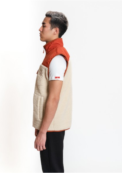 Plush Gilet 01 - Cream/brick Erkek Yelek