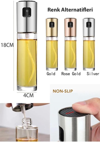 Sprey Cam Yağdanlık Zeytinyağı, Sirke, Yağ Püskürtücü Yağdanlık 100 ml