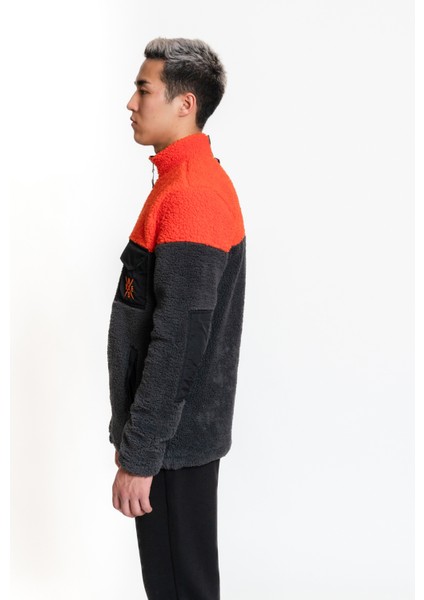 Plush Jacket 02 - Antrachite / Orange Rüzgar Geçirmez Erkek Polar modelleri