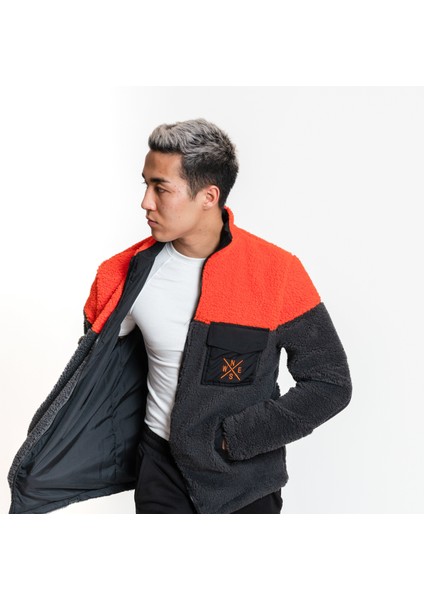 Plush Jacket 02 - Antrachite / Orange Rüzgar Geçirmez Erkek Polar indirimleri