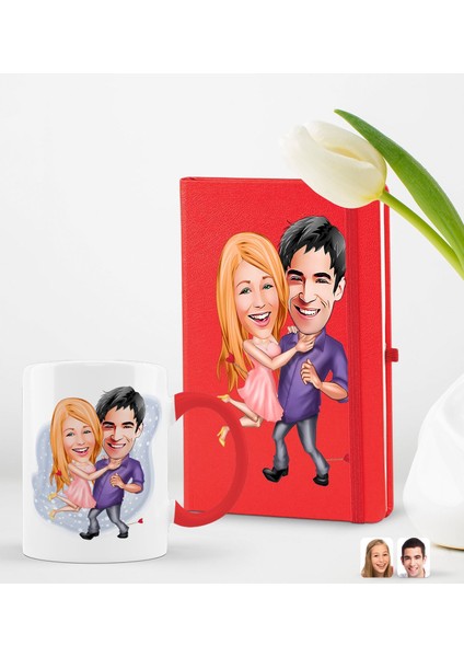 Kişiye Özel Sevgililer Karikatürlü 2’Li Defter Kupa Hediye Seti, Sevgiliye Hediye, Sevgililer Günü Hediyesi-5 fiyatları