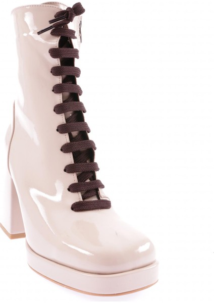 4065 Önden Bağcikli Yuvarlak Burun Kadin Topuklu Bot fiyatları