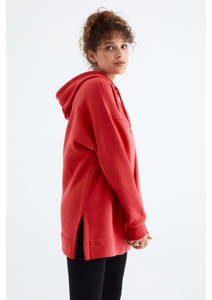 Fiesta Reglan Kol Basic Kapüşonlu Oversize Sweatshirt Tunik - 97242