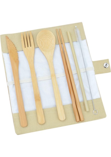 6parça/set Bambu Seyahat Eşyaları Açık Bej Sarı Için Saklama Çantası Samanı Ile Çatalla Ayarlanmış (Yurt Dışından)