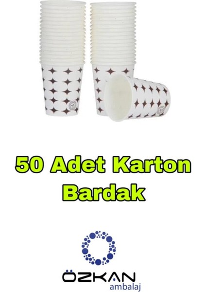 3 Gözlü Köpük Tabak - Plastik Çatal,kaşık - Karton Bardak Eko SET(50LI Set)