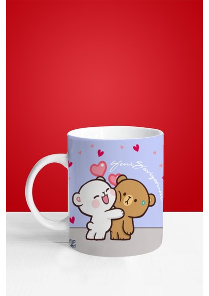 Sevgililer Günü Seni Seviyorum Bardak Altlıklı Kupa Bardak