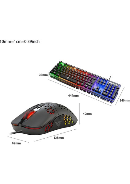 Rgb Mekanik Ergonomik USB Kablolu Arkadan Aydınlatmalı Klavye Fare Set - Siyah (Yurt Dışından)