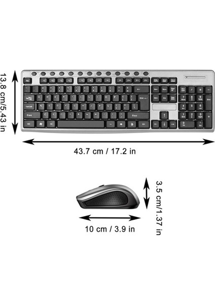 104 Tuş Kablosuz Klavye ve Fare Seti - Siyah (Yurt Dışından)