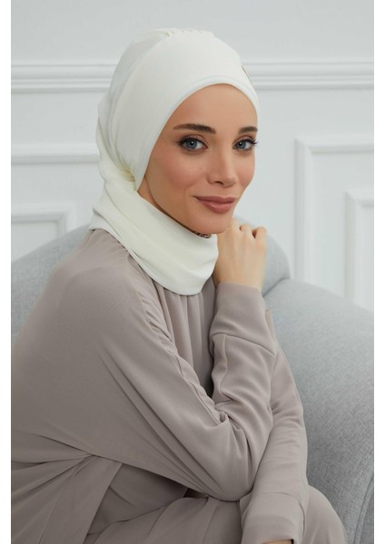 Yandan Fırfırlı Çiçek Aksesuarlı Şifon Hazır Türban,