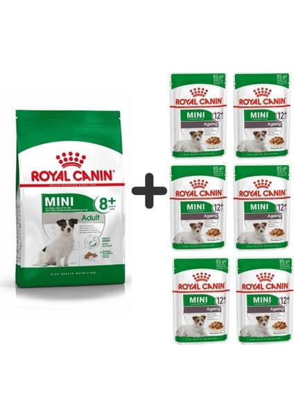 Mini Adult +8 Yaş Yaşlı Köpek Maması 2 kg + 6 Adet Yaş Mama
